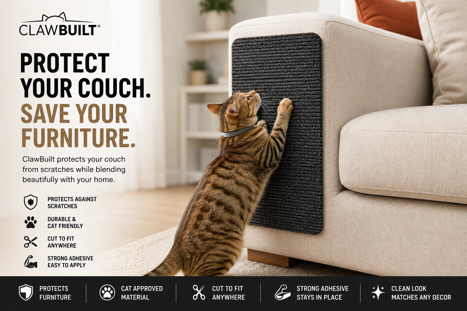 ClawBuilt™ Cat Scratch Sofa Protector